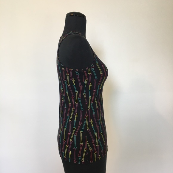 Emily the Strange Black Bone Print Tank Top, S - Picture 2 of 11